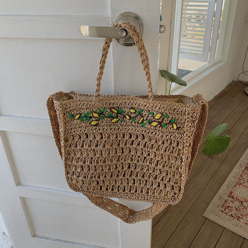 Women's Fashion Embroidered Hollow Woven Bag