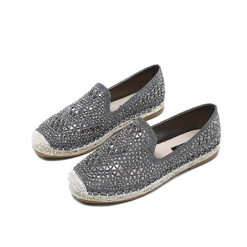 Women's Fashion Simple Sequins Full Diamond Flat Shoes