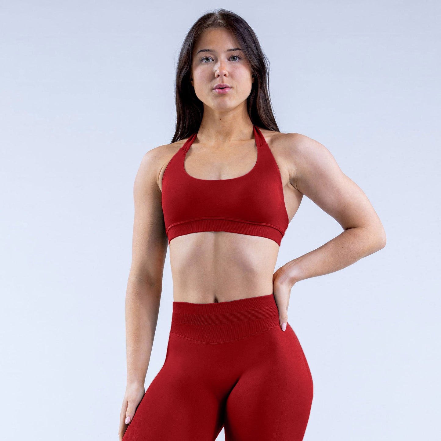 High Elastic Ultra-fine Extinction Nylon Halter Bra Underwear Suit