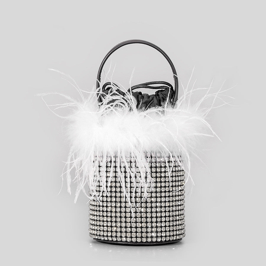 Plush Bucket Bag Female Bling Hot Drilling