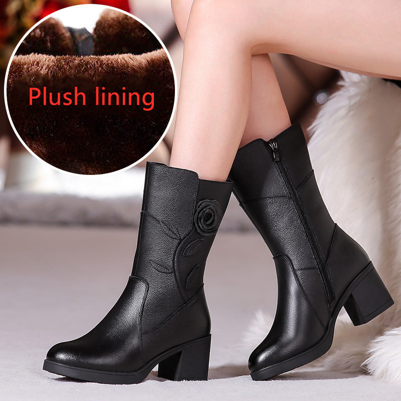 Winter Women's Medium Sleeve Plush Warm Cotton Boots