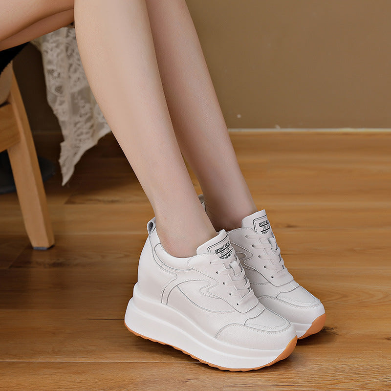 New 10cm High Casual Shoes For Women With Thick Soles And Plush To Keep Warm