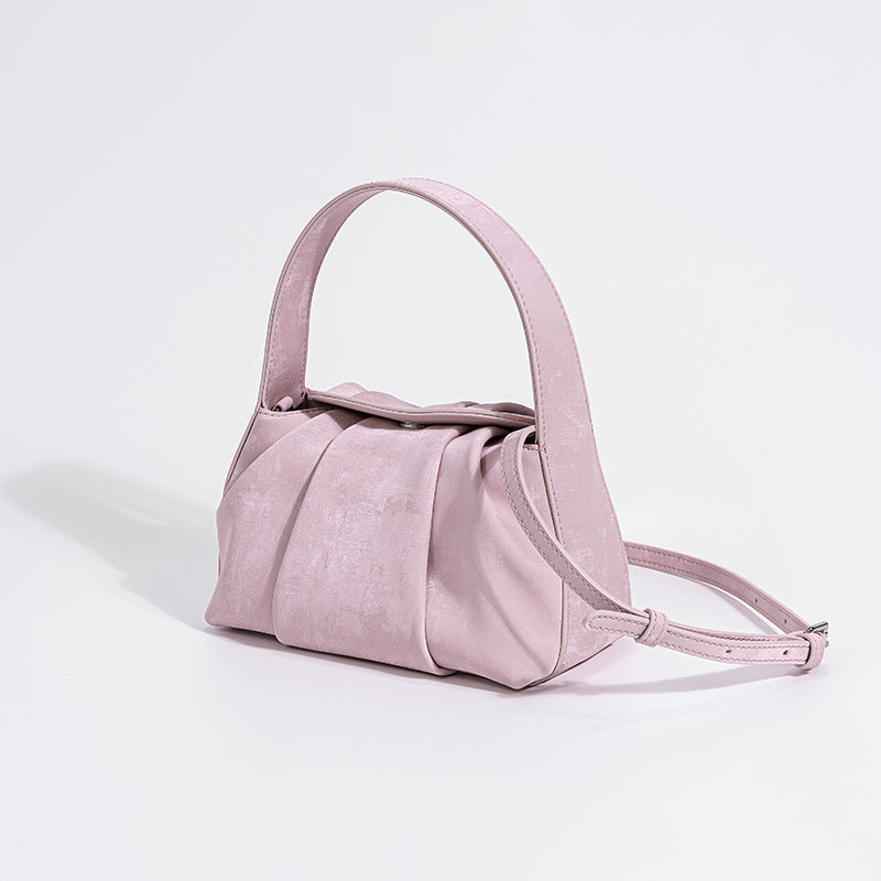 Bolso bandolera retro de piel de vaca satinada para mujer