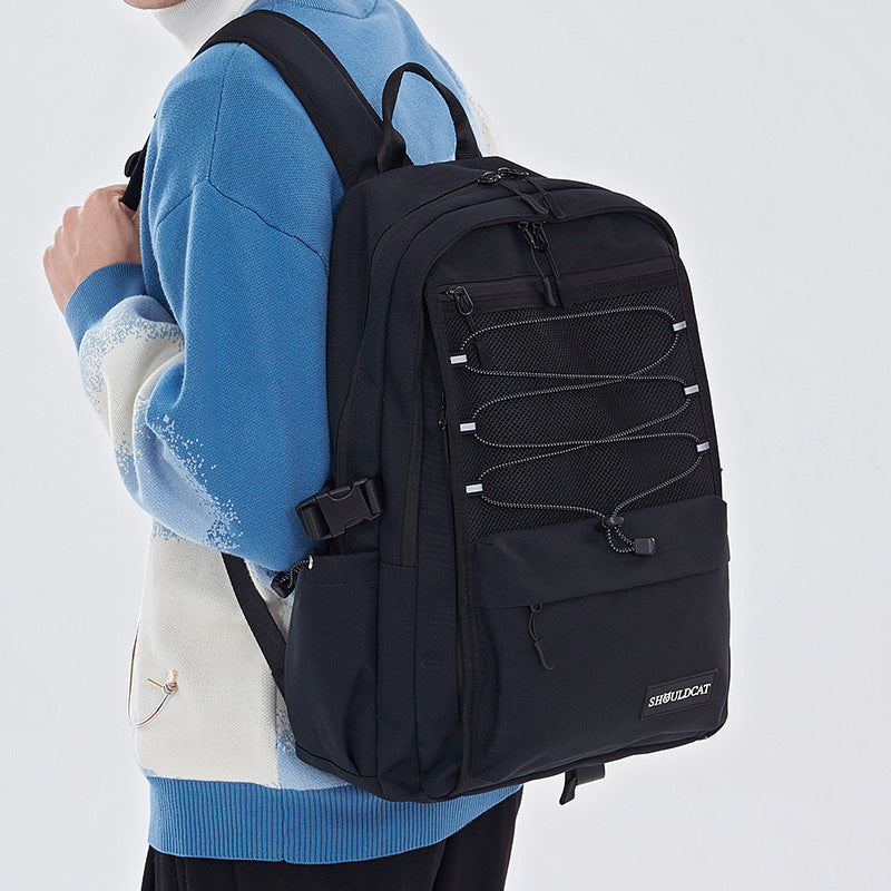 Korean Style Solid Color Simple Large Capacity Backpack