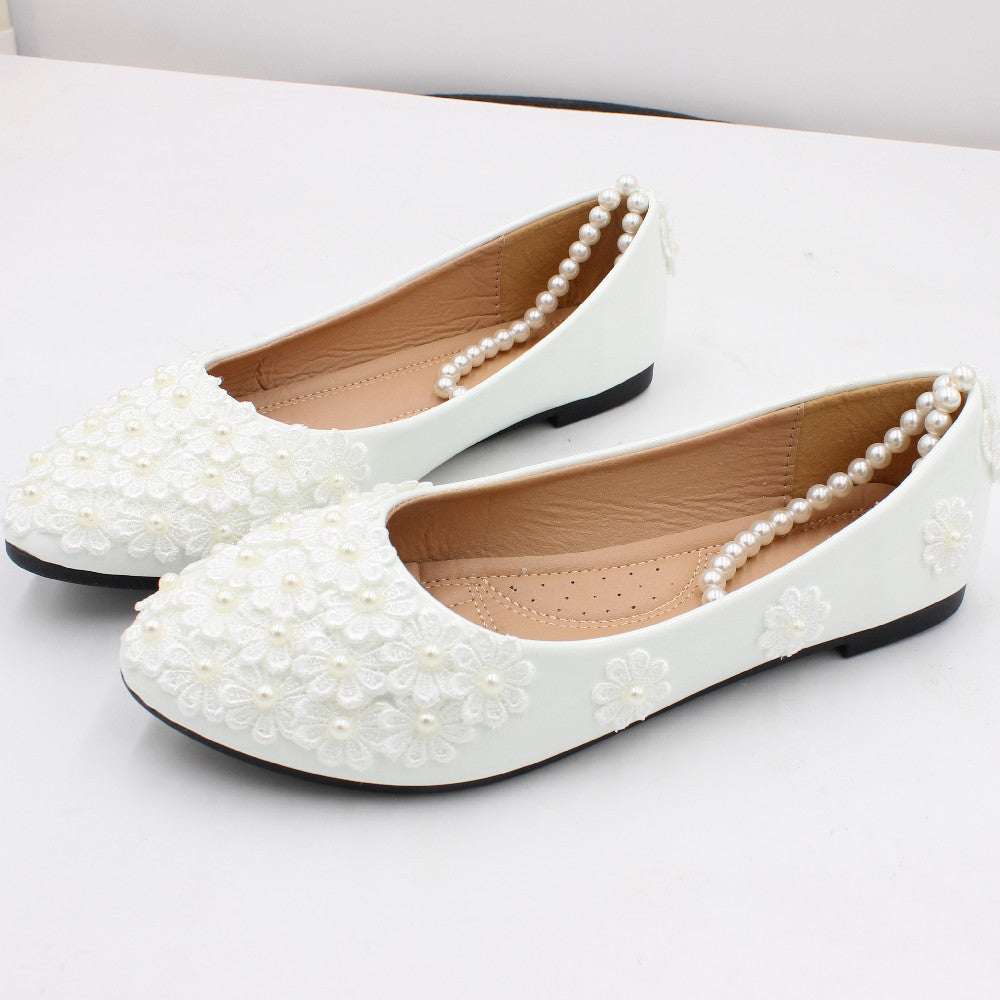 Plus Size White Medium Heel Wedding Shoes Bride