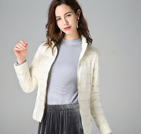 Chaqueta de plumón de pato blanco de estilo coreano, ligera, gruesa, térmica, ajustada y de moda