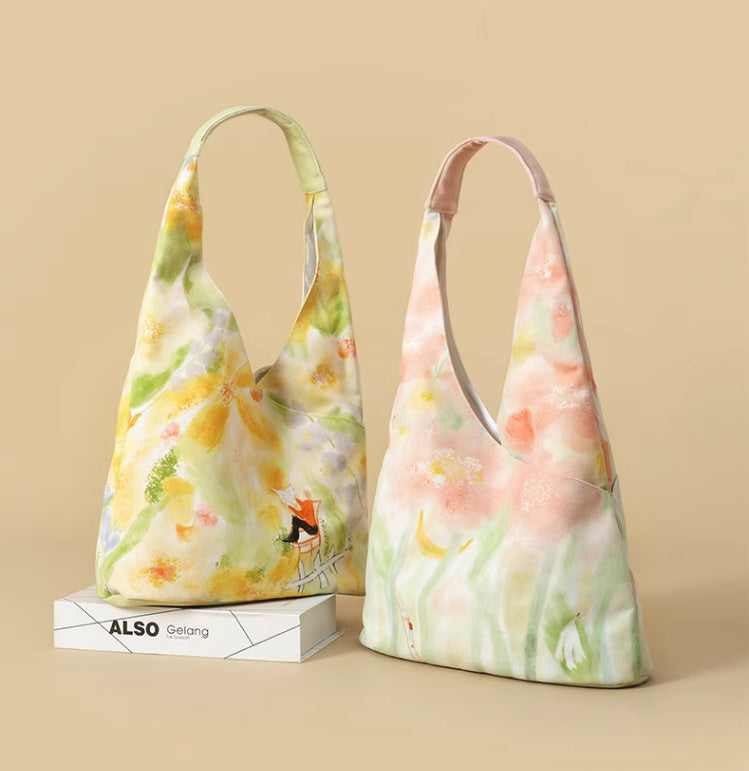 Illustration Canvas Bag Shoulder Bucket Bag