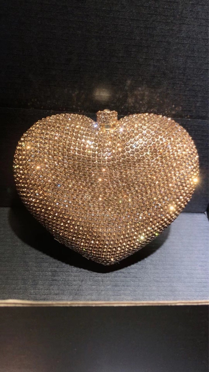 Hand Holding Heart-shaped Diamond Dinner Bag