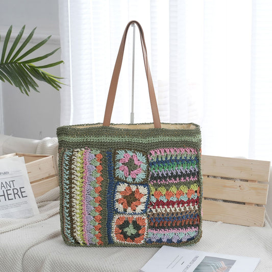 European And American Style Paper String Crocheted Straw Bag