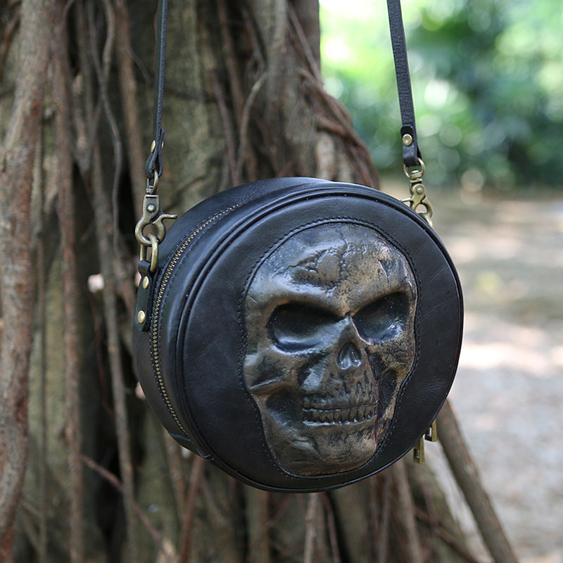 New Skull Vegetable Tanning Leather Handmade Bag