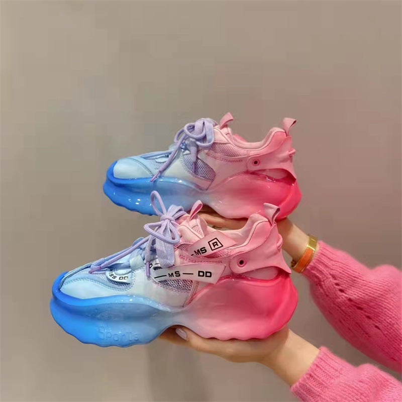 Color-matching And Glue-drenching Thick-soled Sports Casual Shoes