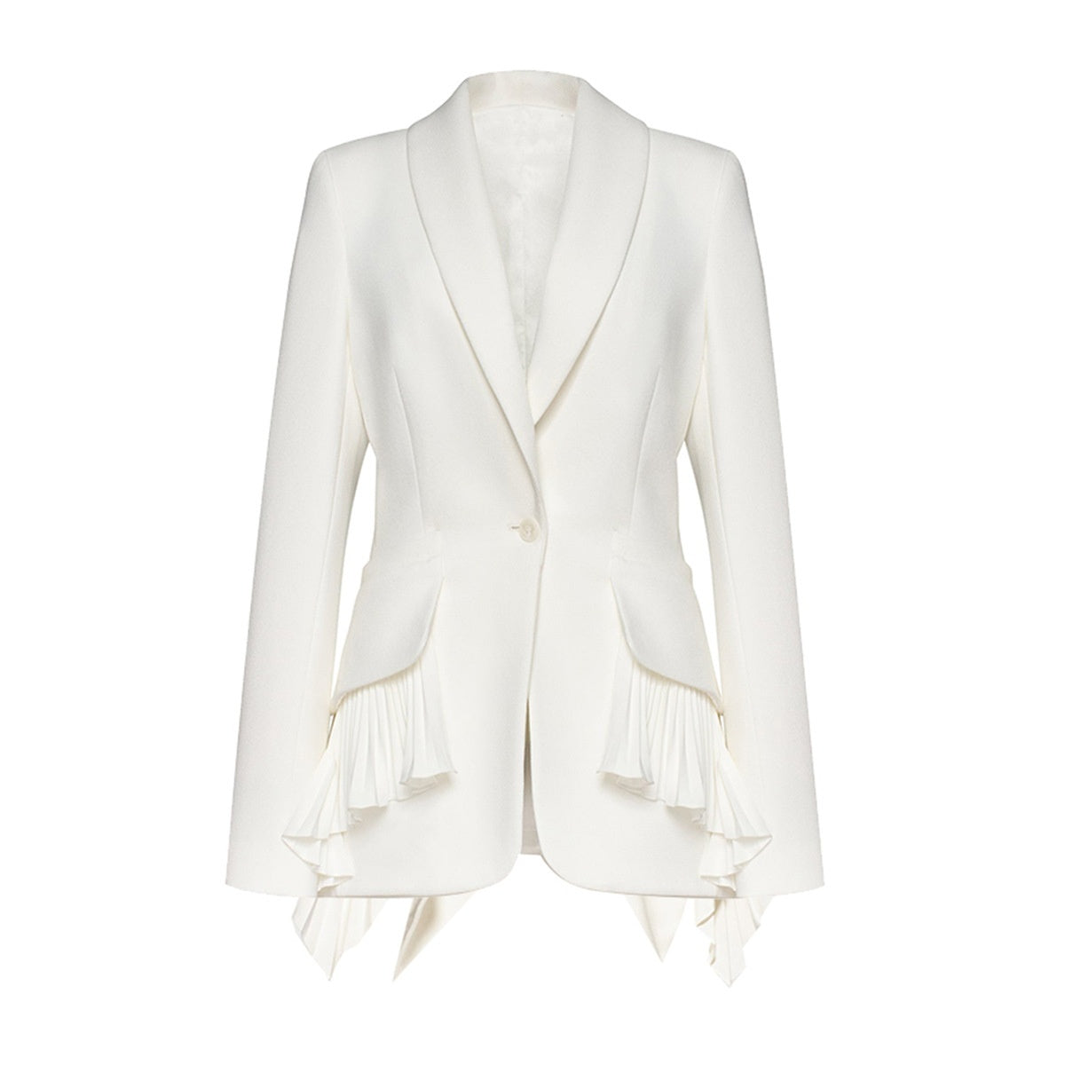 Women's Pleated Suit Jacket With Hem Stitching