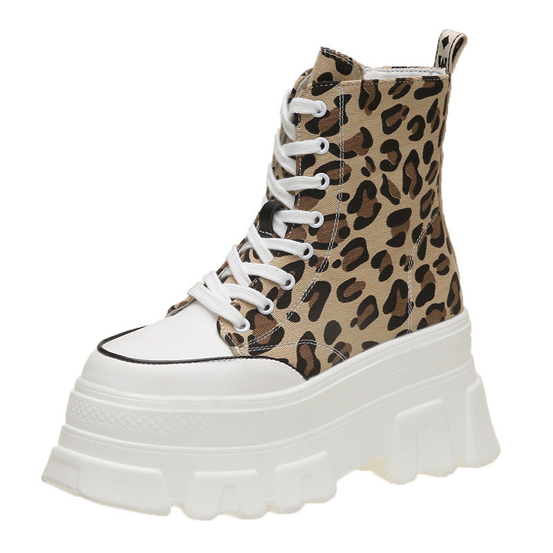 Women's Trendy Leopard Print Platform Canvas Shoes