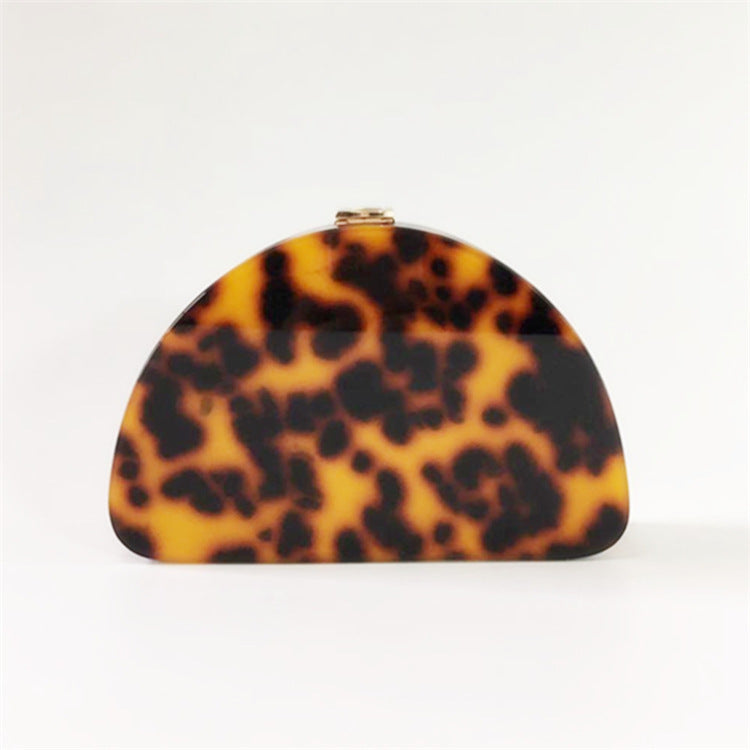 Leopard Print Semicircle Acrylic Clutch Women