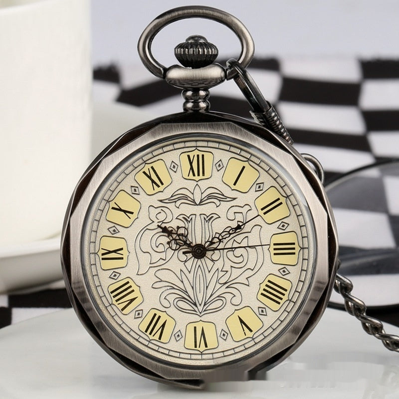 Classic Design Straight Plate Without Cover Roman Pattern Literal Manual Manipulator Pocket Watch