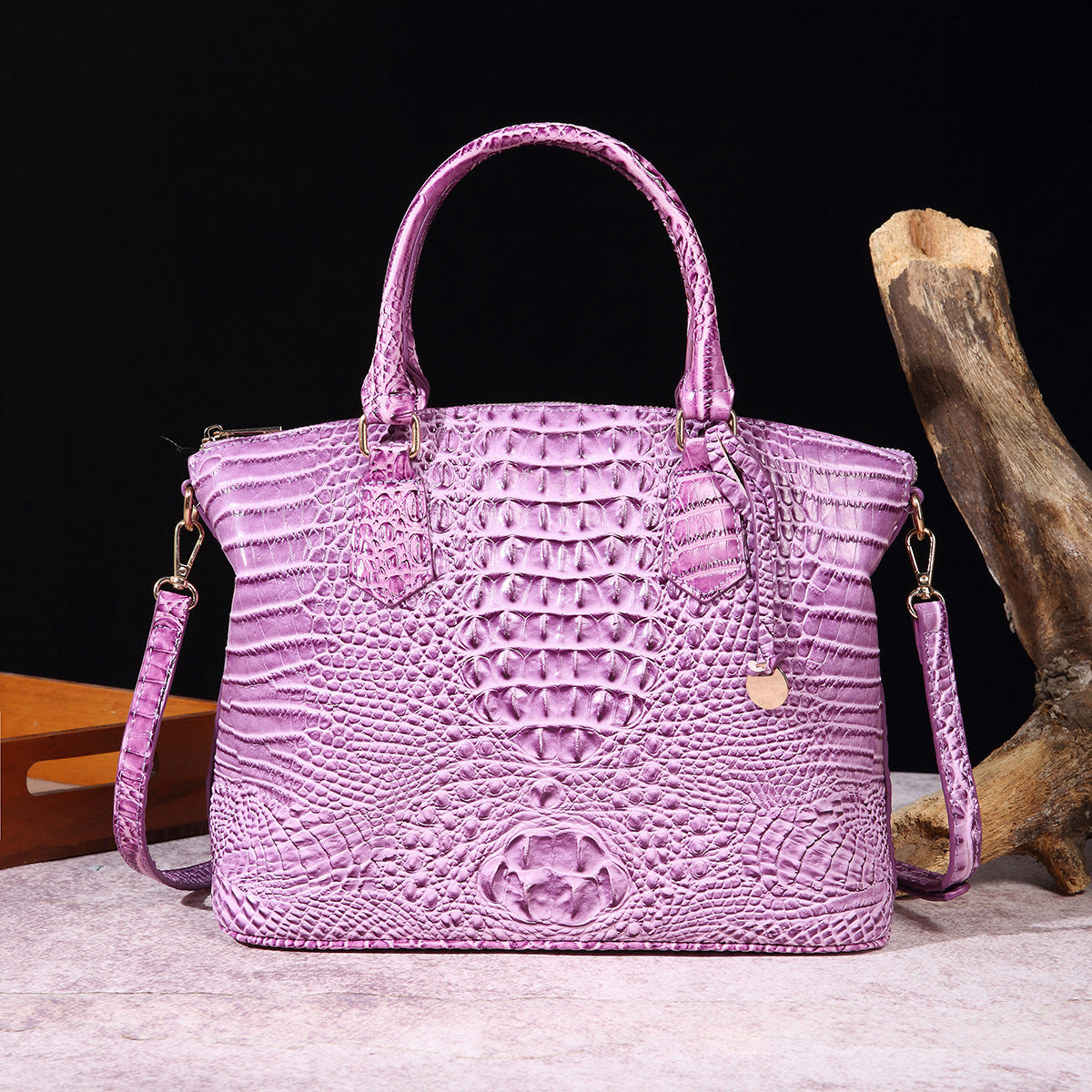 Women's Retro Crocodile Pattern Portable Messenger Bag