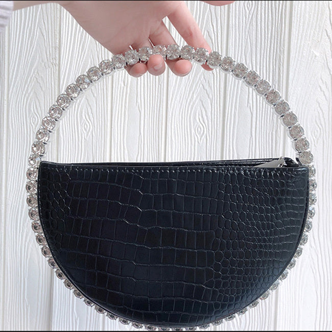 Diamond-encrusted Round Handbag Temperament And Fashion