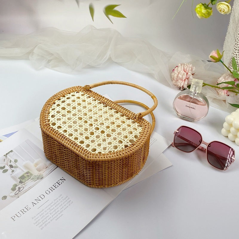 Women's Fashion Vintage Woven Rattan Tote Bag