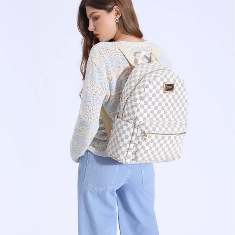 Mochila clásica vintage a cuadros para mujer