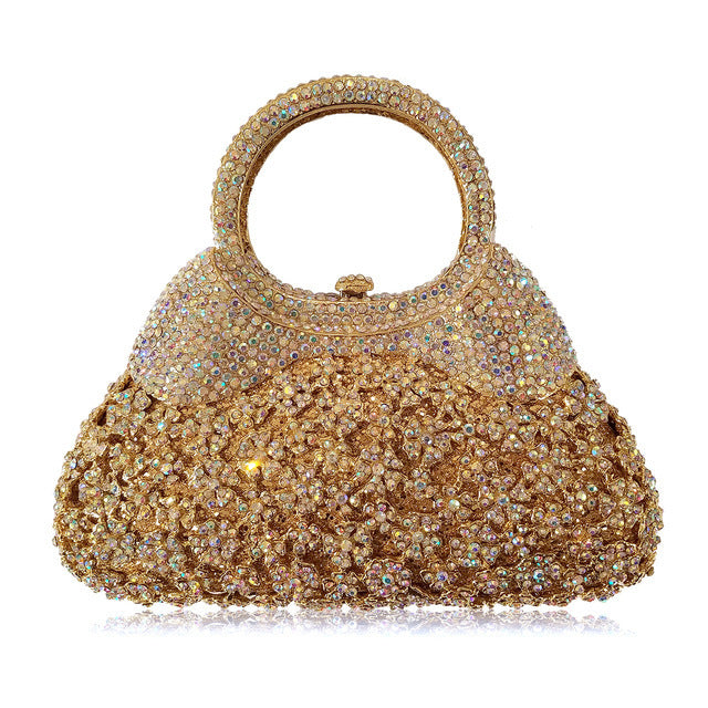 Bolso de noche para mujer hecho a mano con cristales calados y diamantes