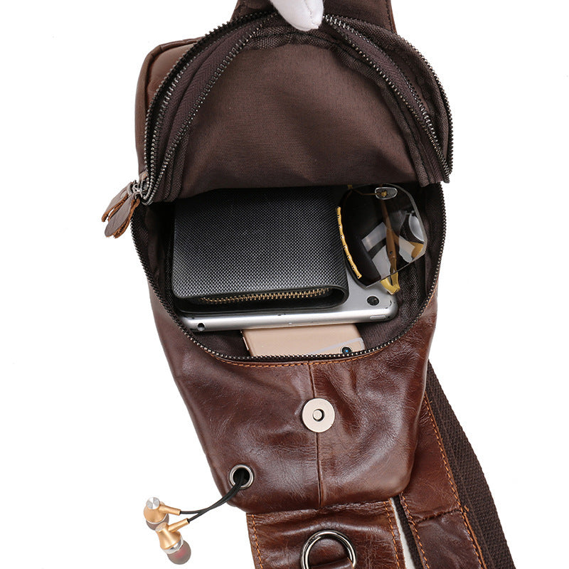 Men's Fashion Head Layer Cowhide Shoulder Crossbody Bag