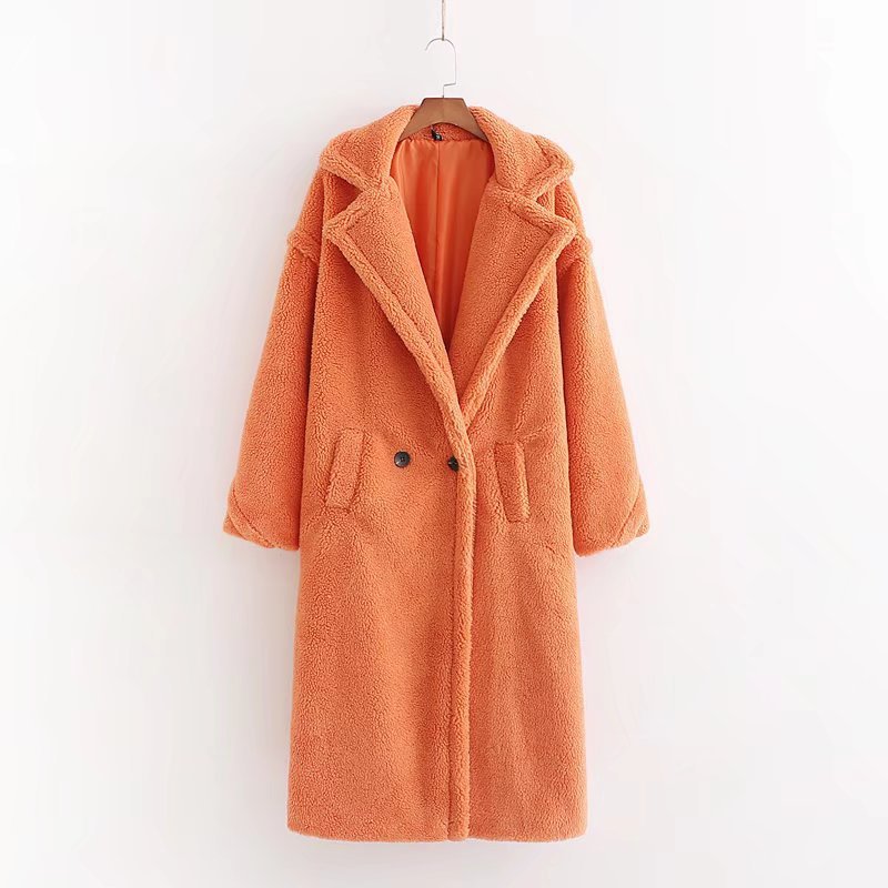 Women's Artificial Teddy Long-sleeved Thickened Thermal Long Coat