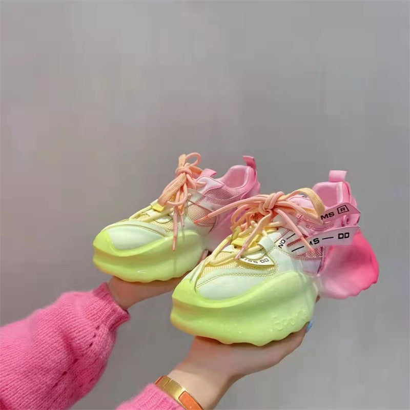 Color-matching And Glue-drenching Thick-soled Sports Casual Shoes