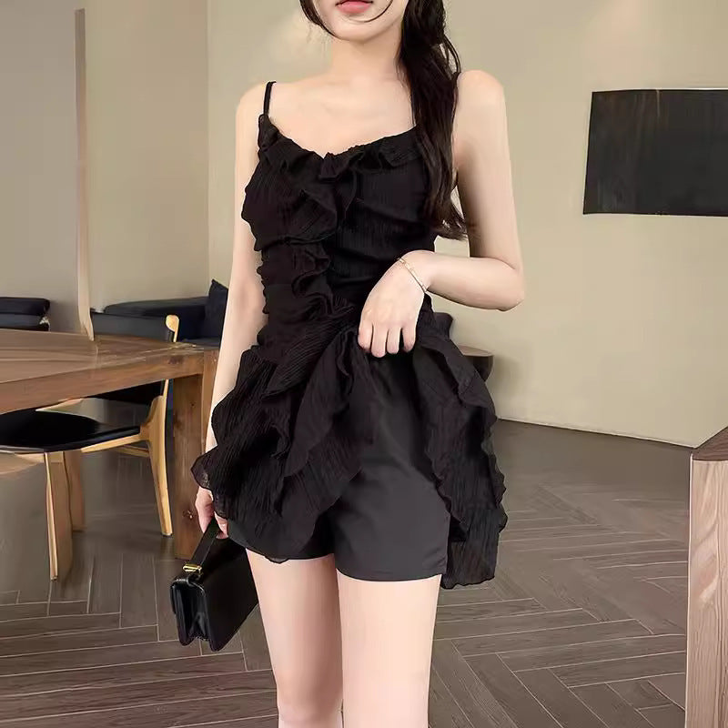 Socialite Style Retro Hot Girl Ruffled Skirt