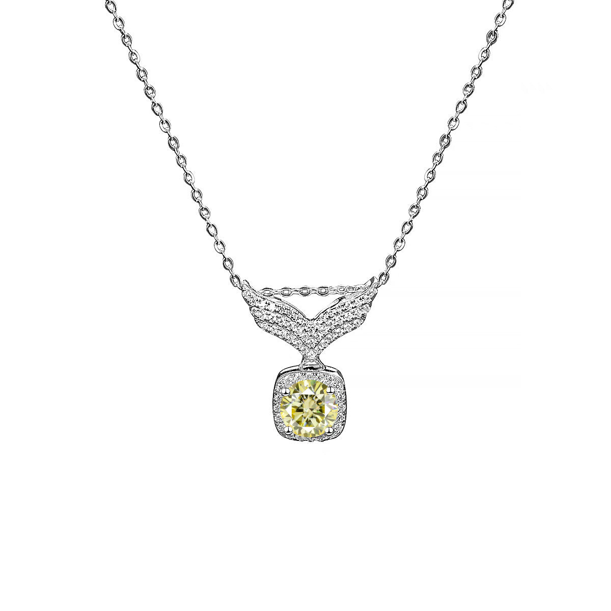 Collier en argent S925 avec ailes d'ange et moissanite