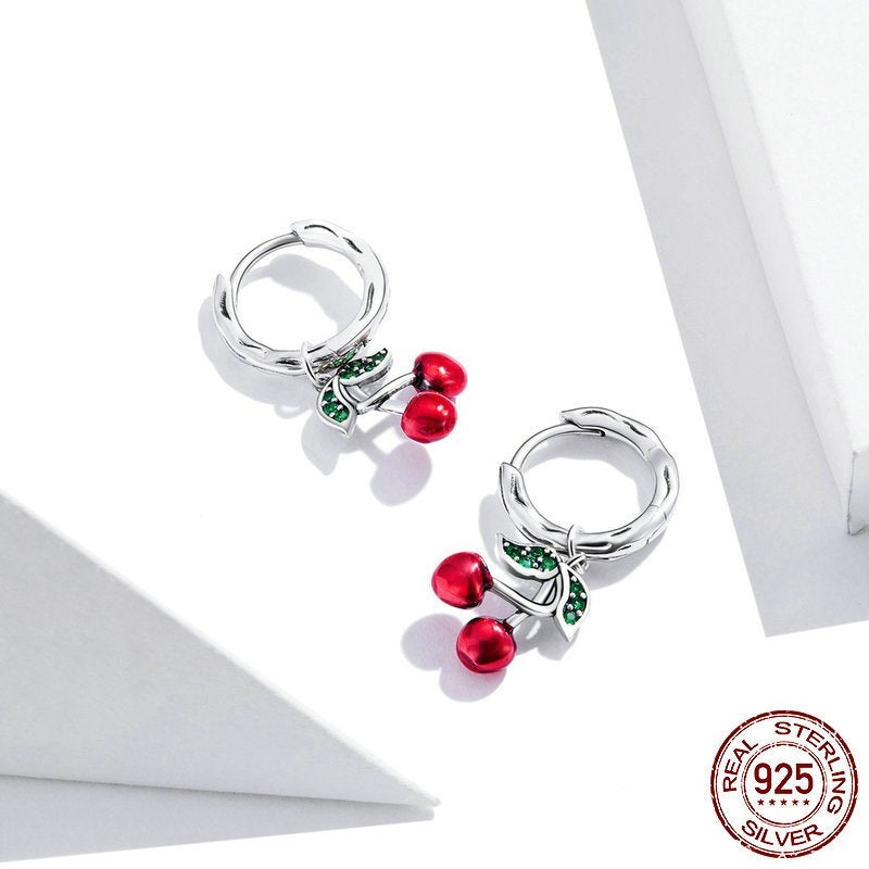 Boucles d'oreilles originales en argent S925 Sweet Cherry