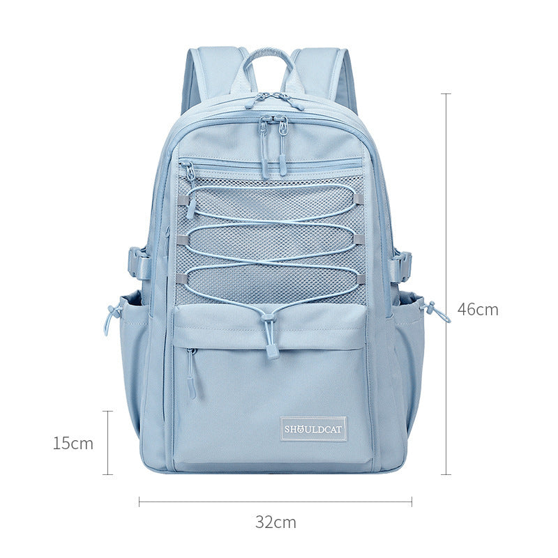 Korean Style Solid Color Simple Large Capacity Backpack