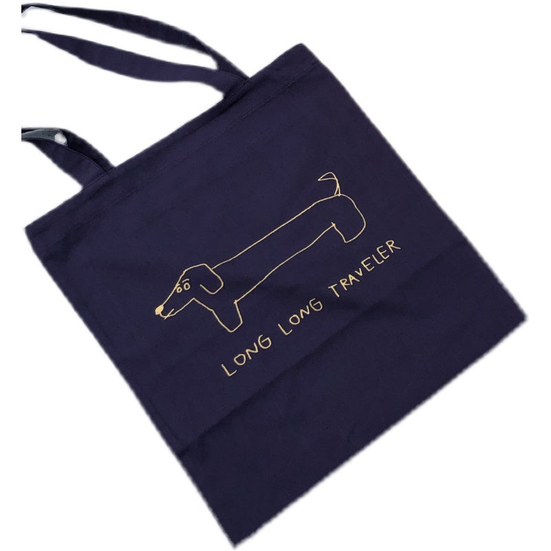 Dachshund Illustration Two-color Thin Canvas Bag