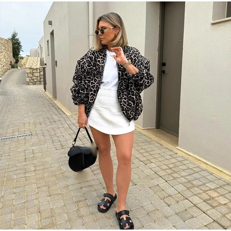 Leopard Print Printed Jacket Coat