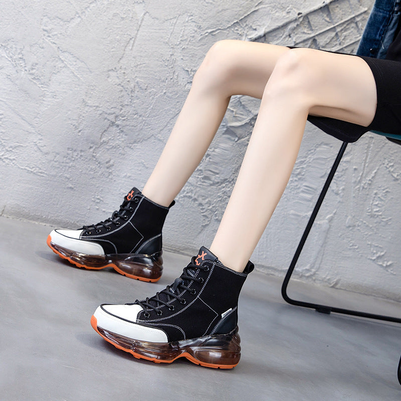 Casual With Fashionable Air Cushion Crystal Sole High Top Shoes