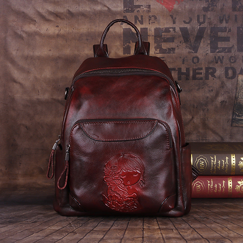 First Layer Leather Multi-purpose Retro Backpack