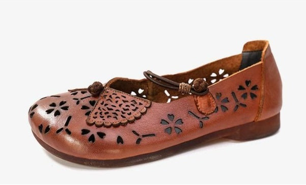 Buckle Ethnic Style Women's Shoes Hollow Breathable Flower Sandals