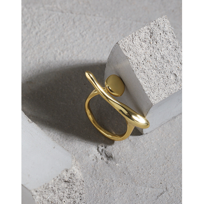 Irregular Surface Irregular Misalignment S925 Openning Silver Ring