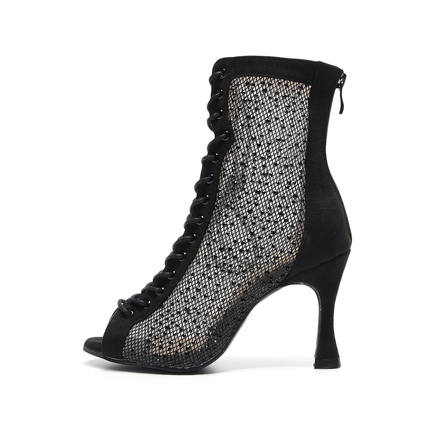 Zapatos de baile negros de tacón alto con perforaciones para mujer