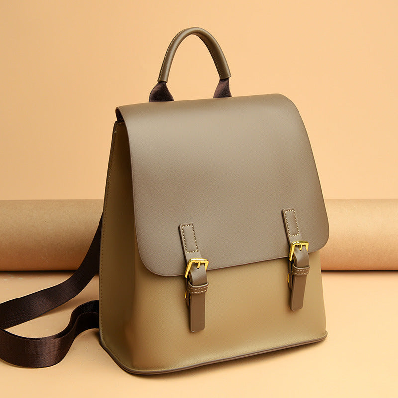 Women's British College Style All-match Leather Backpack