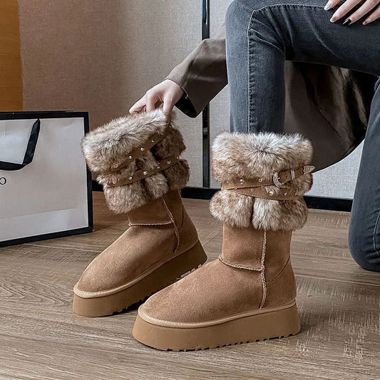 Northeast Snow Winter Fleece-lined Platform Cotton-padded Boots