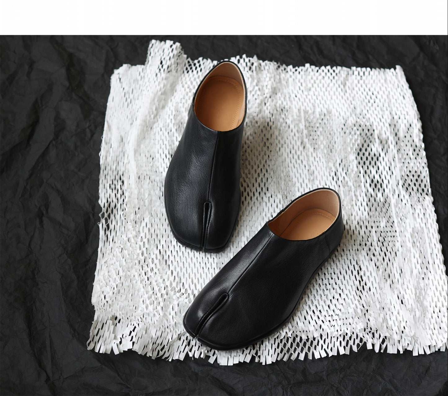 Women's Vegetable Tanned Sheepskin Flat Split Toe Leather Shoes