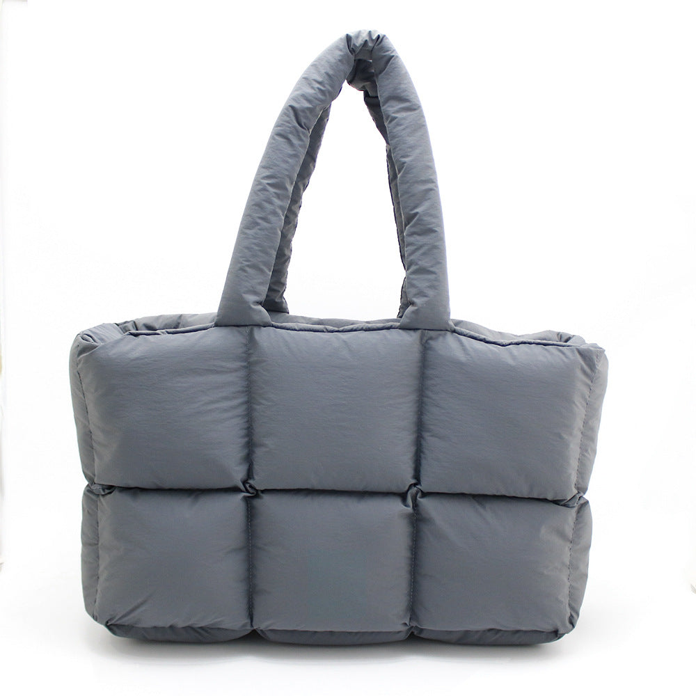 Women's Simple And Soft Large Capacity Puff Down Jacket Cotton Clothing Cloud Tote Bag