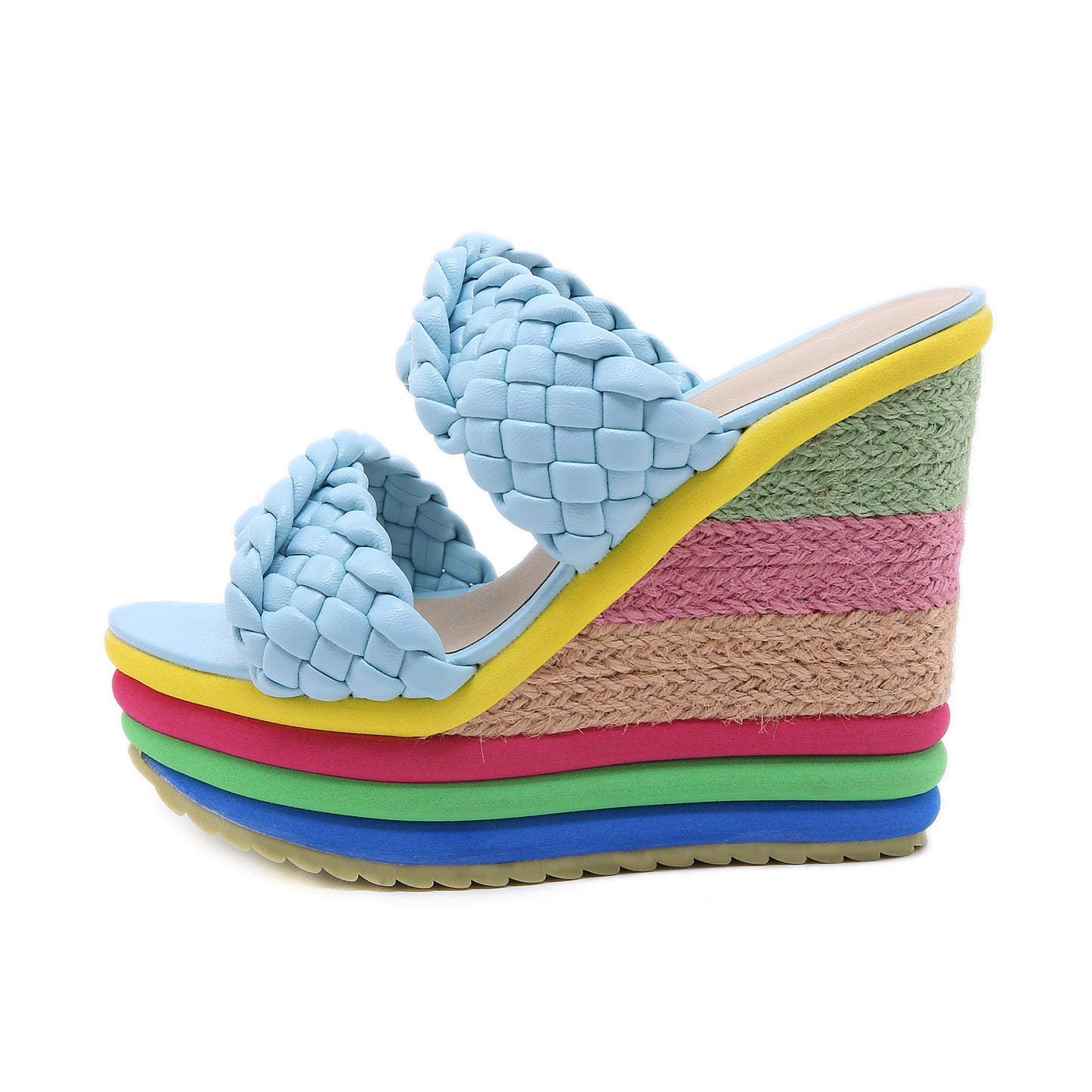 Sandalias de cuña arcoiris para mujer