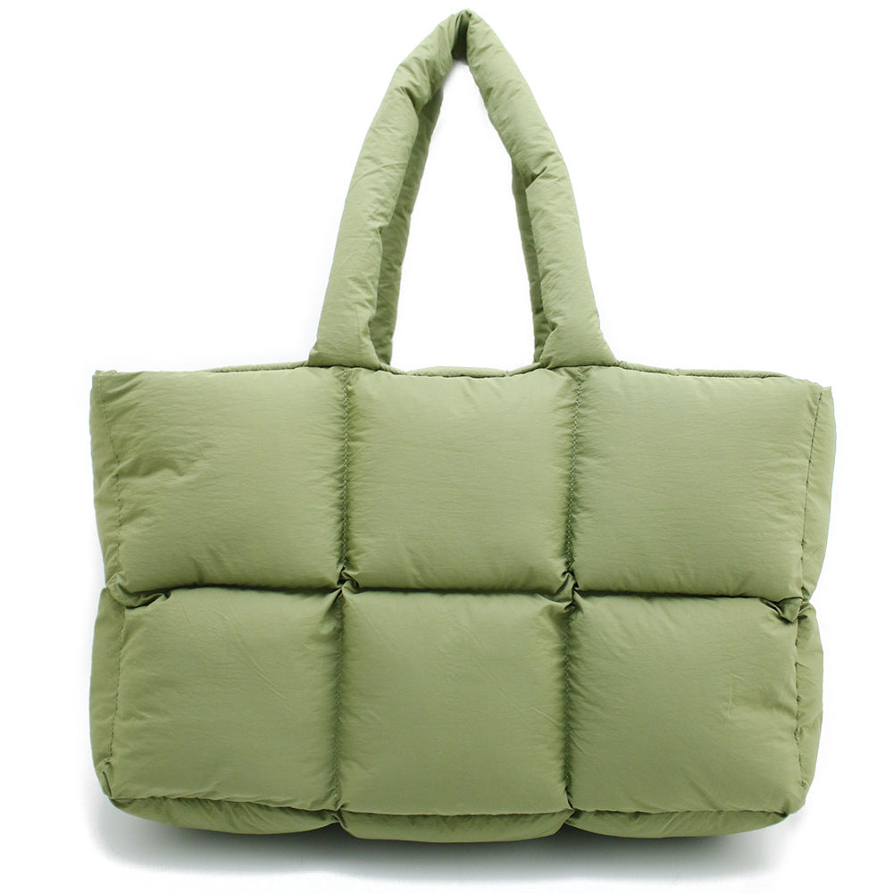 Women's Simple And Soft Large Capacity Puff Down Jacket Cotton Clothing Cloud Tote Bag