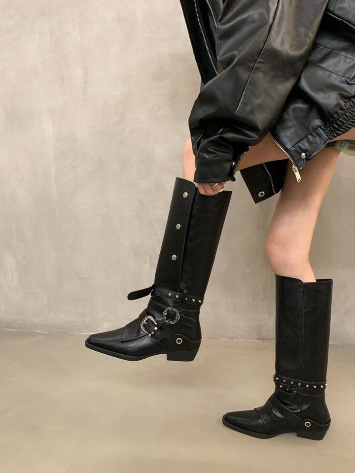 Women's Retro Rivet Tall Knight Boots