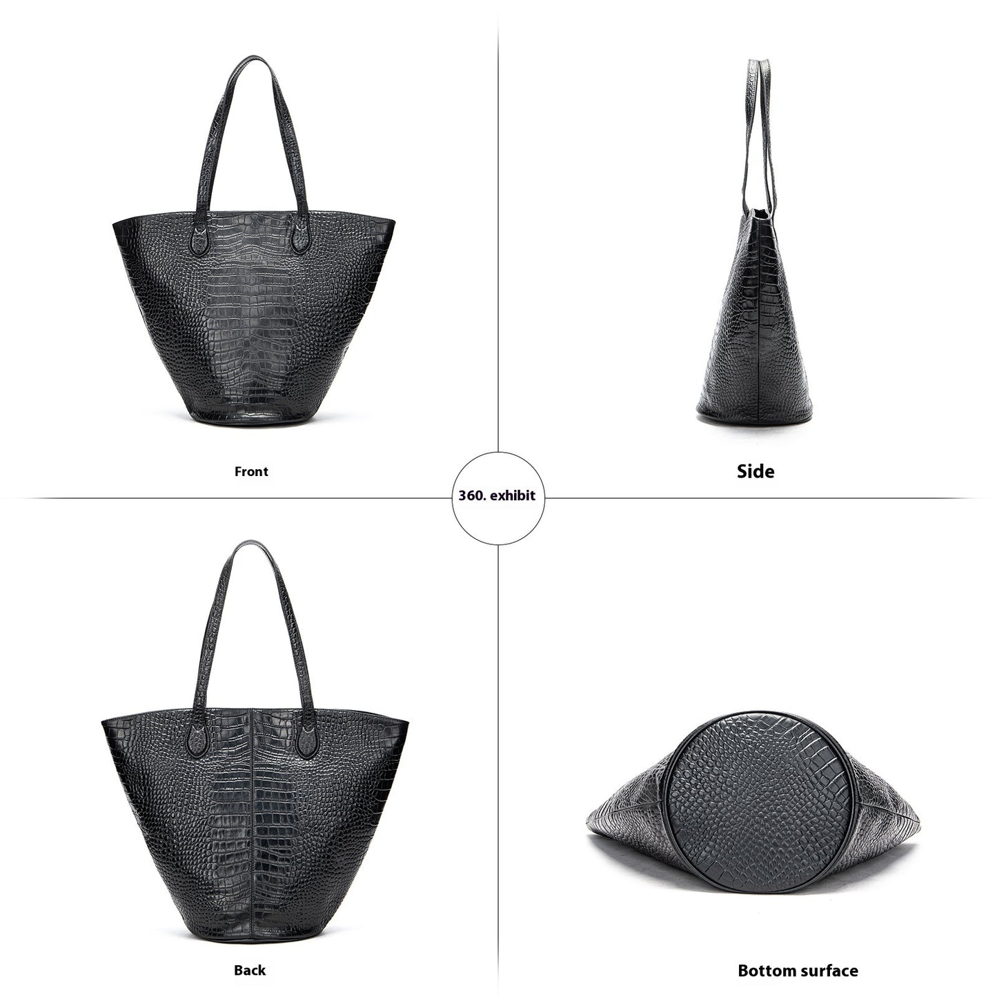 Bolso de mano para mujer con diseño de cocodrilo, de gran capacidad, cilíndrico, Advanced Sense