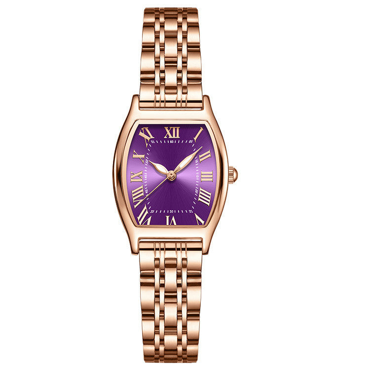 Reloj sencillo de acero en oro rosa para mujer