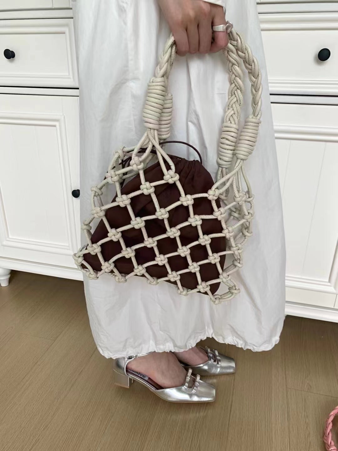 Pu Hand-woven Bag Hollow Portable Shoulder Underarm Bag