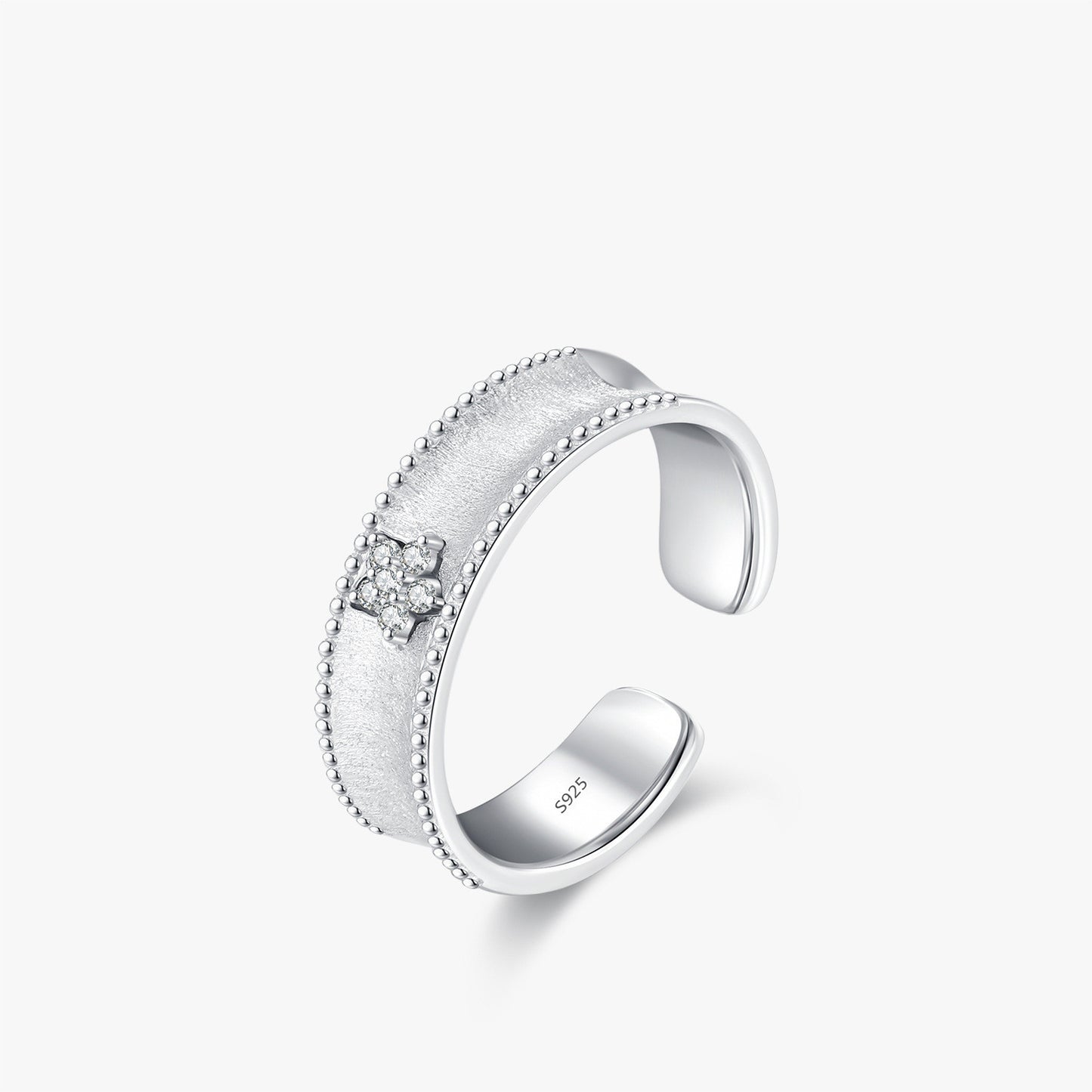 Anillo abierto de diamantes con flores de lujo y luz de interés especial para mujer