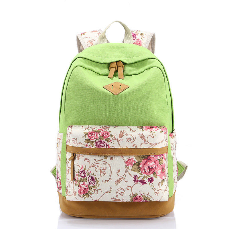 Embroidered Floral High School Student Schoolbag